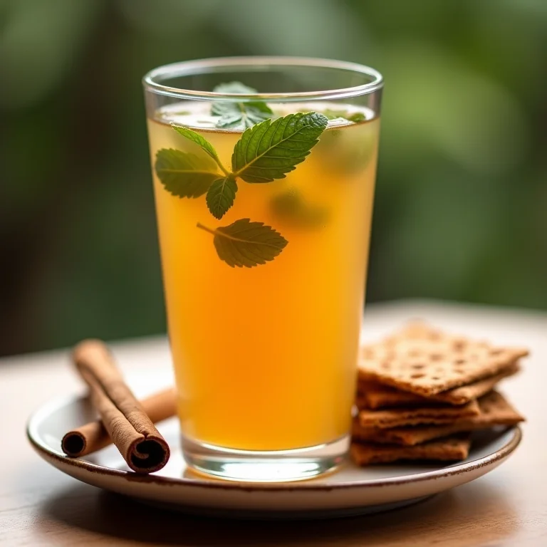 Chá de goiaba com canela e biscoitos integrais.