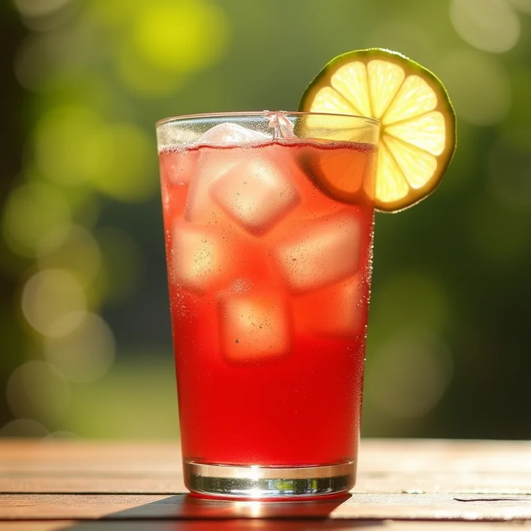 Chá de hibisco gelado refrescante.