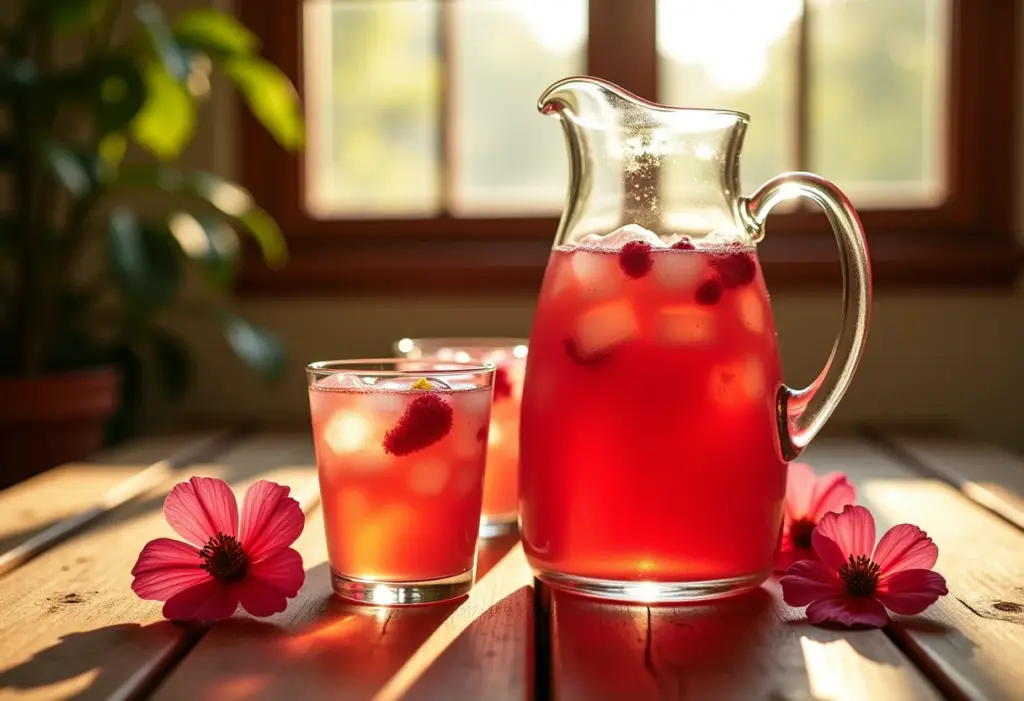 Chá de hibisco gelado refrescante