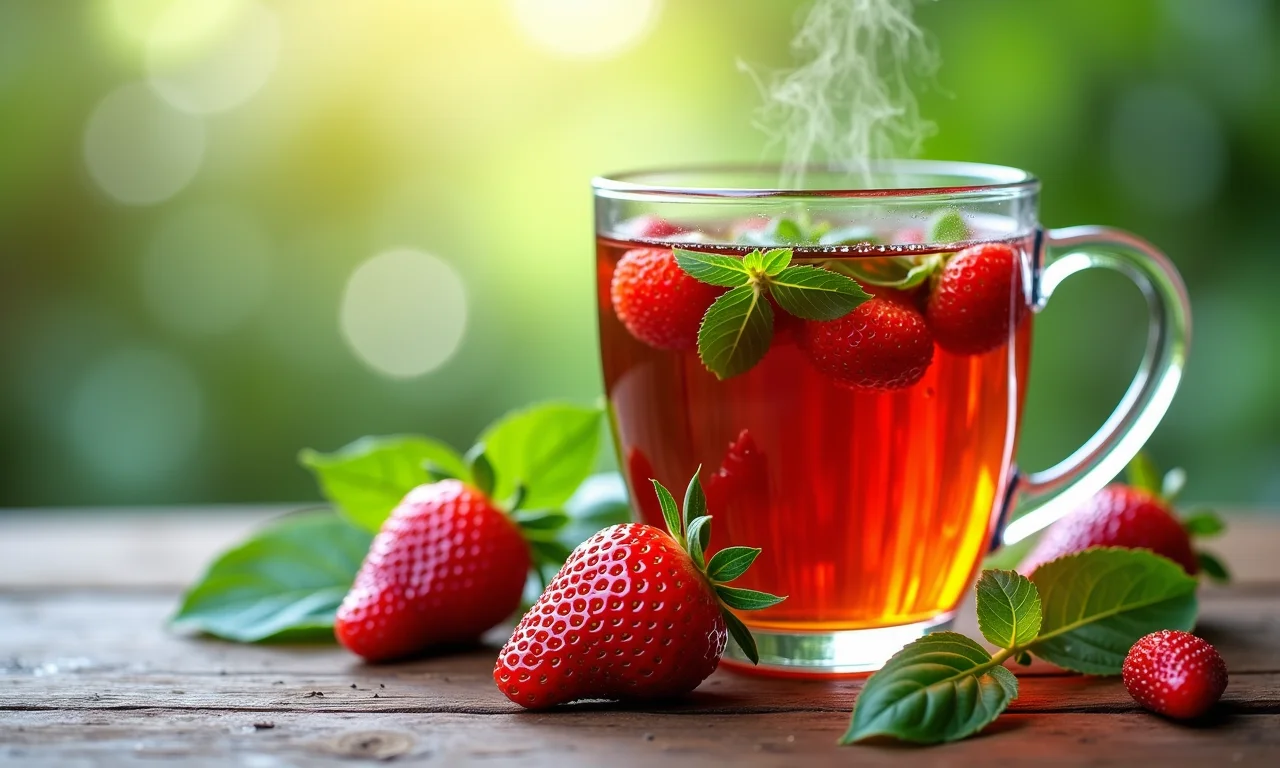 Chá de morango com manjericão e seus benefícios para a saúde.
