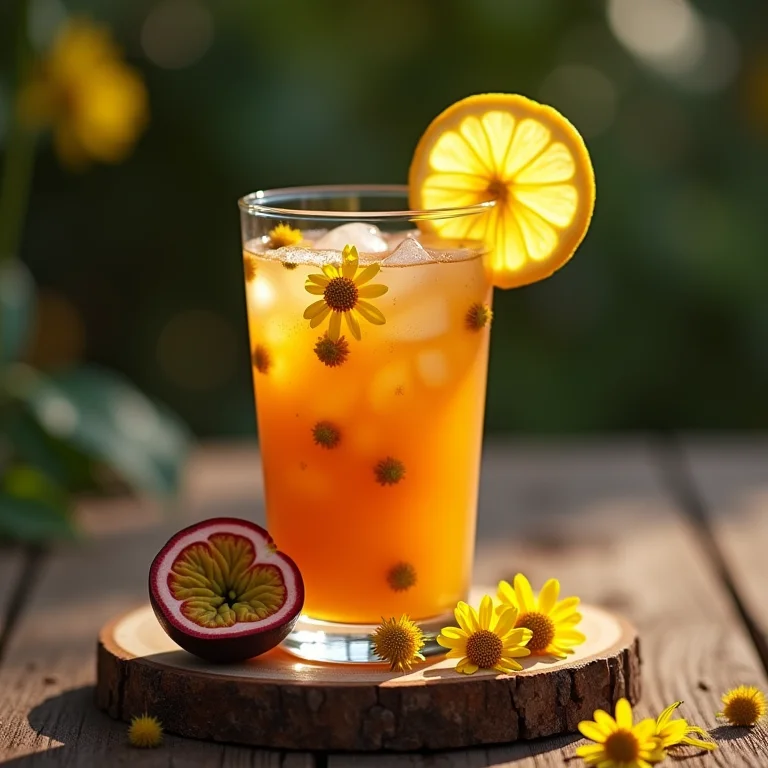 Chá gelado de maracujá com camomila refrescante