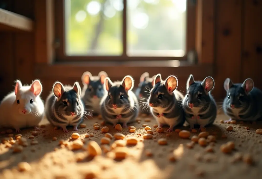 Chinchilas saudáveis em recinto espaçoso