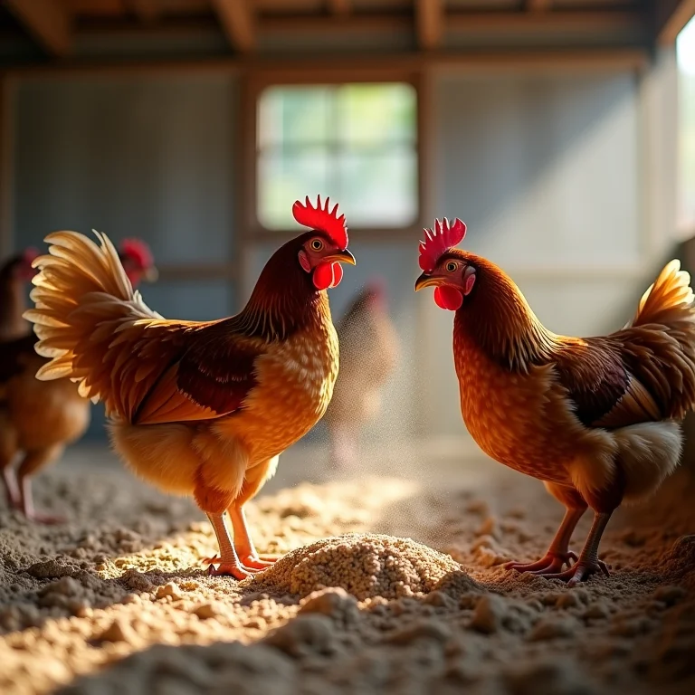 Cinzas de madeira no galinheiro