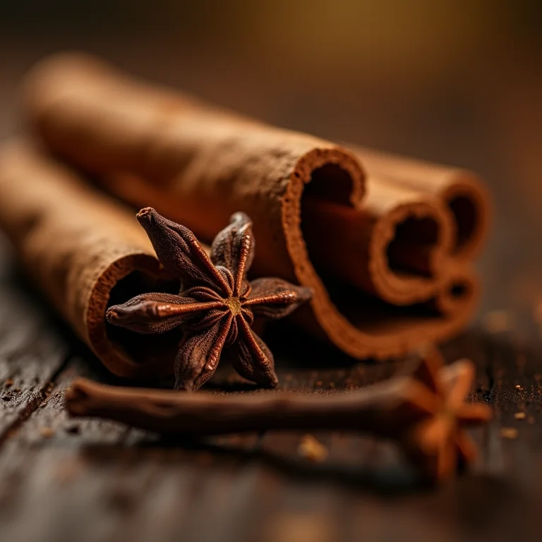 Close-up de cravos e canela, representando a ação antimicrobiana.