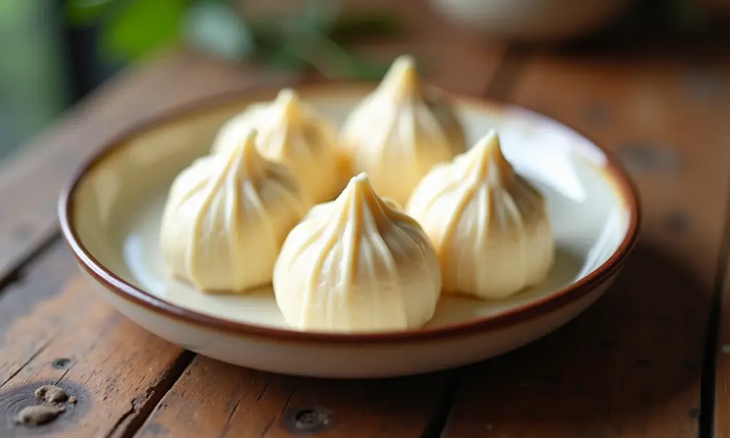 Cocada branca cremosa em close, textura irresistível.