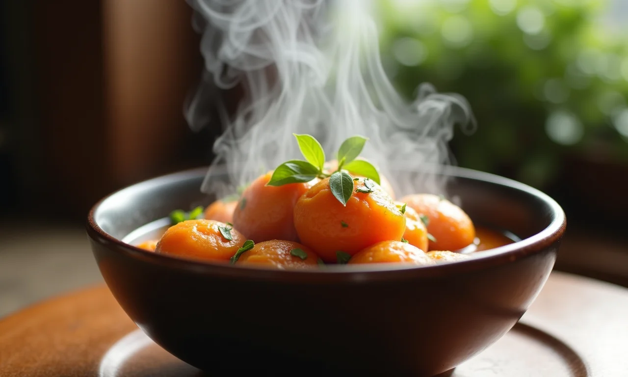 Cocada quente sendo servida.