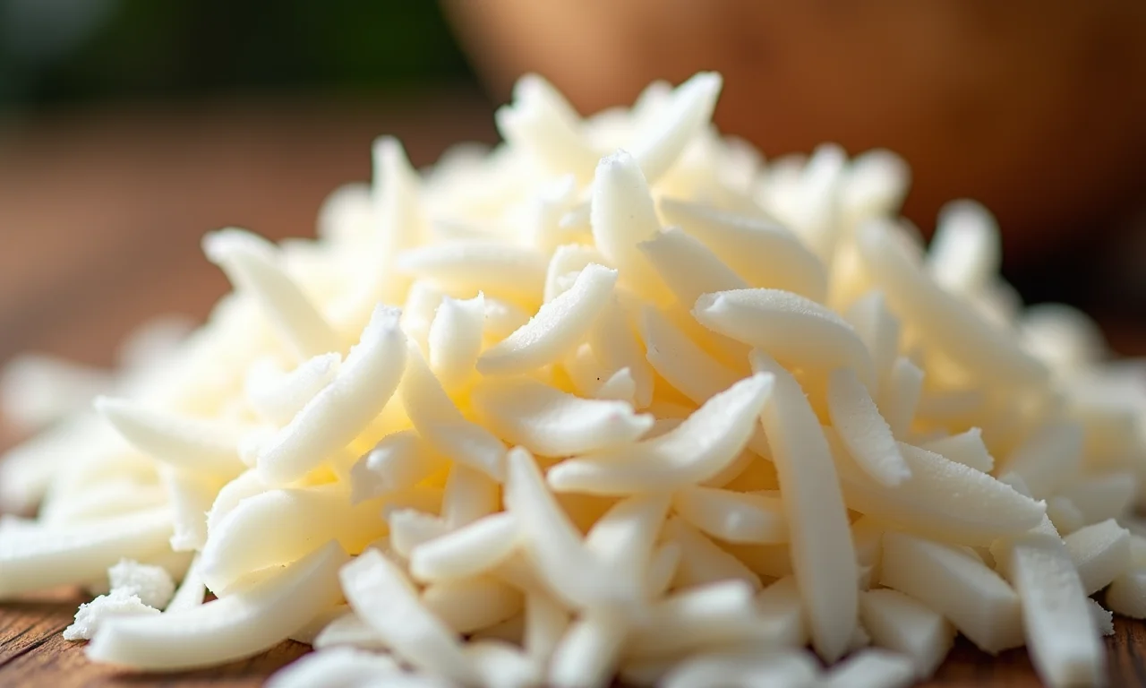 Coco ralado fresco, ingrediente essencial para o Mané Pelado.