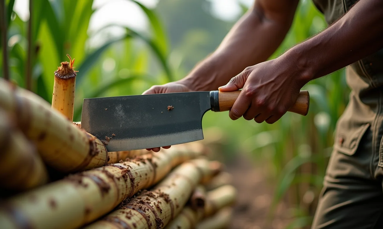 Colheita de cana de açúcar no ponto certo.