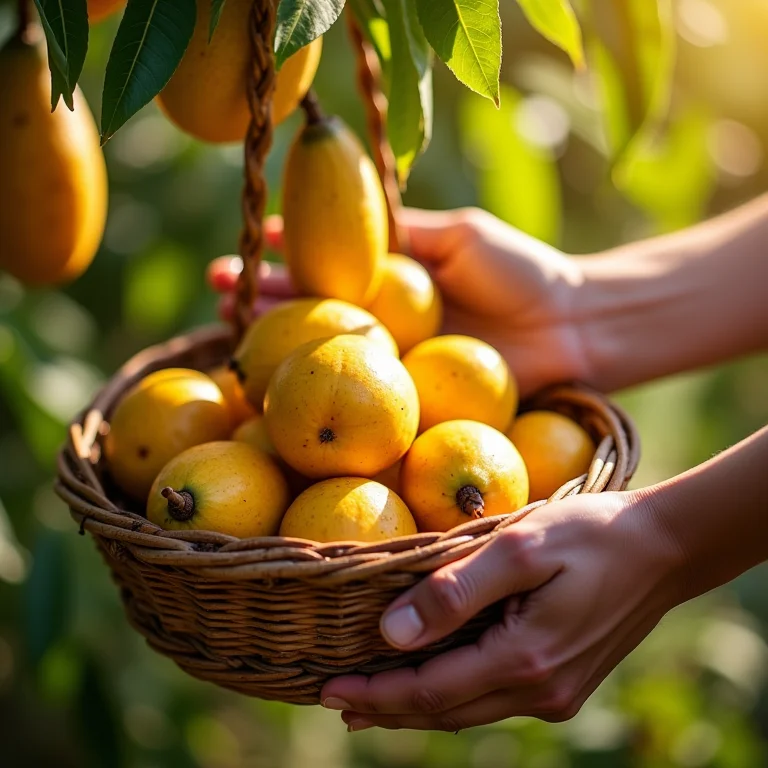 Colheita de pitangas maduras