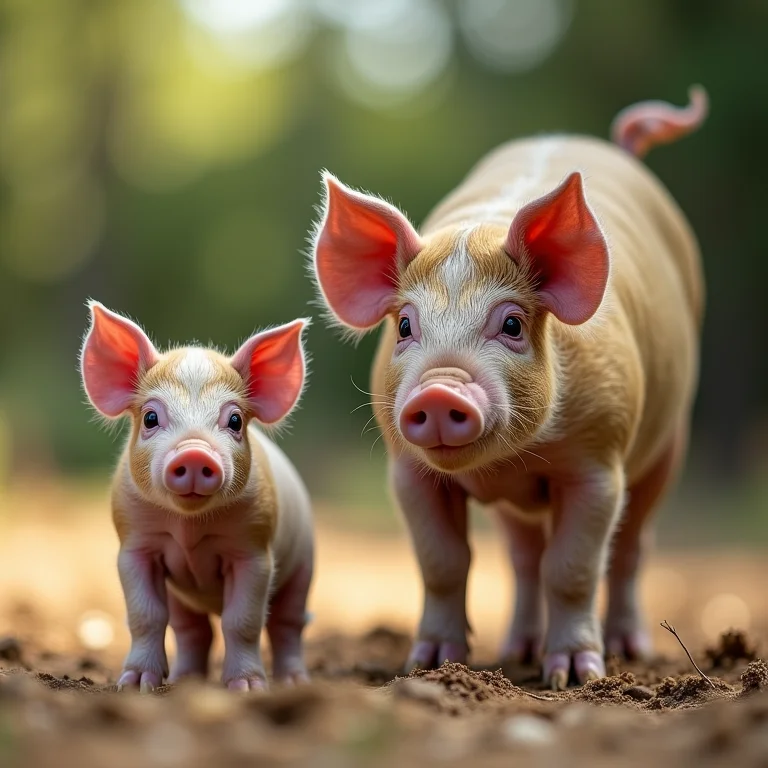 Comparação de tamanho entre filhote e adulto de mini porco vietnamita