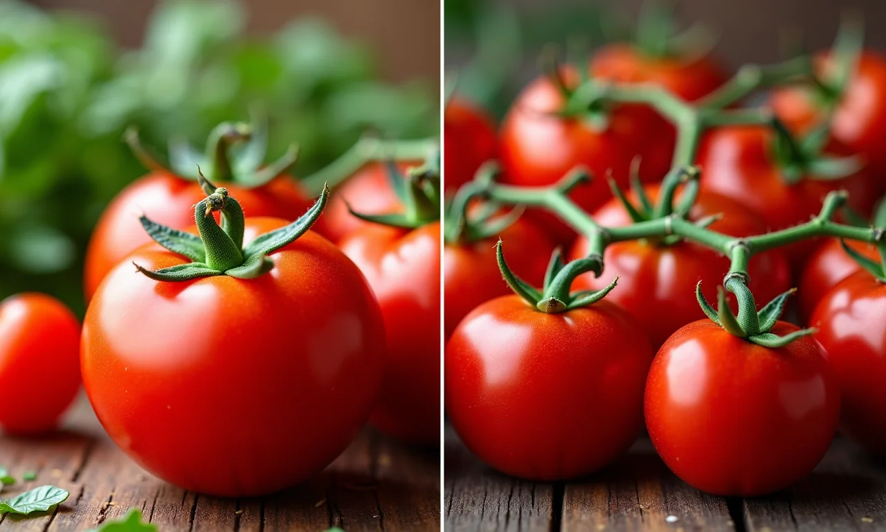 Comparação entre tomates frescos e tomates enlatados para molho.
