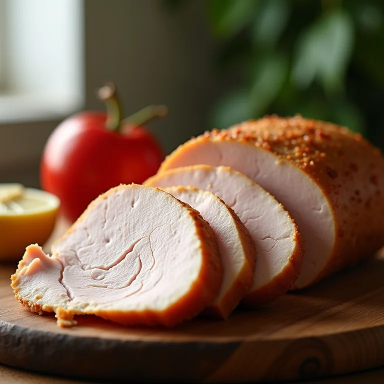 Comparativo de fatias de peru e chester, mostrando as diferenças de textura e sabor