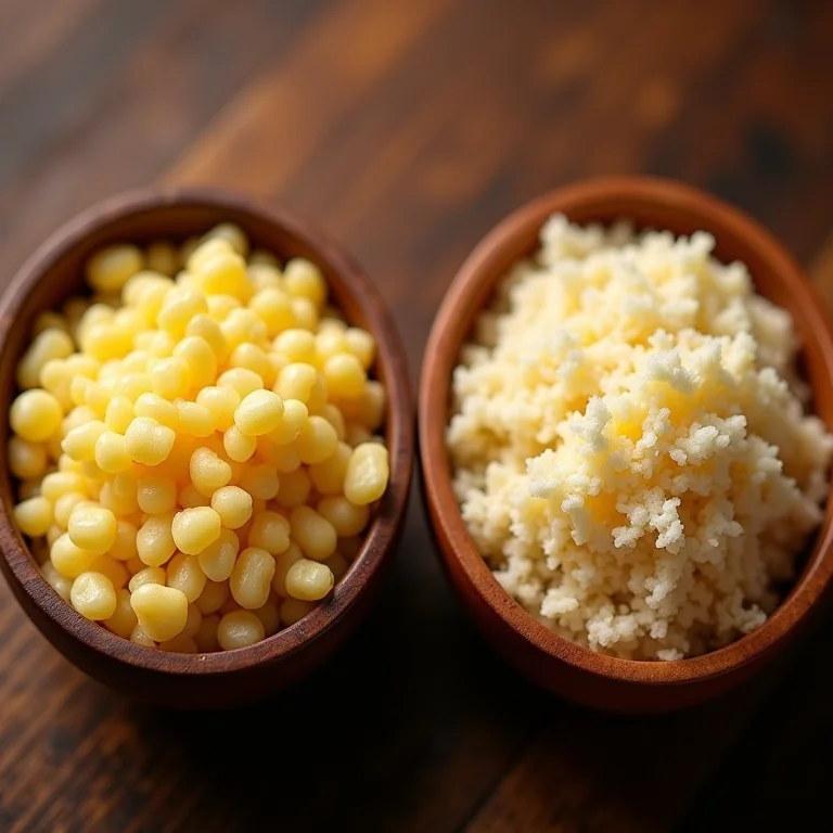 Comparativo entre farinha de milho e farinha de mandioca.