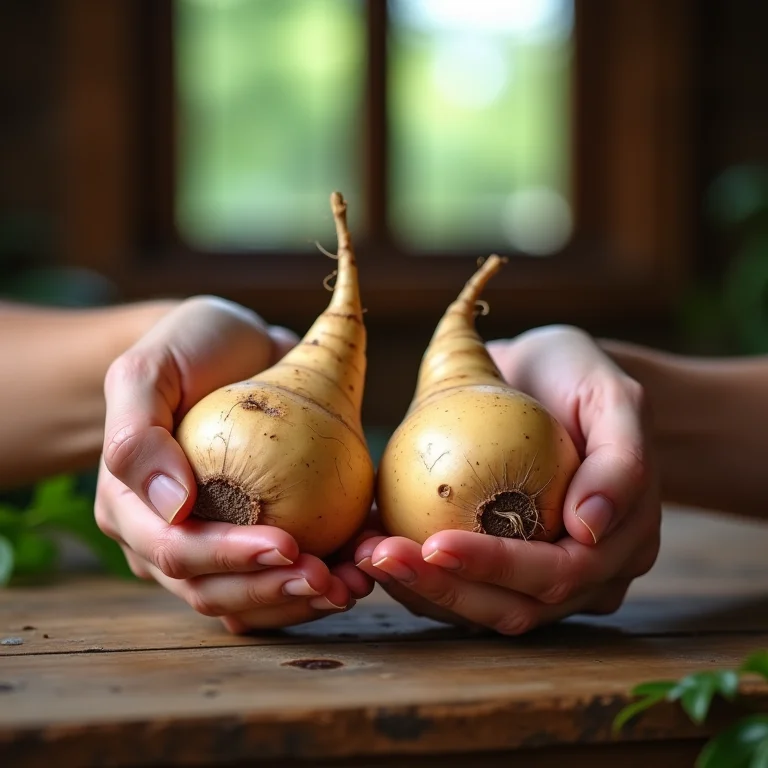 Comparativo entre inhame e cará mostrando suas diferenças