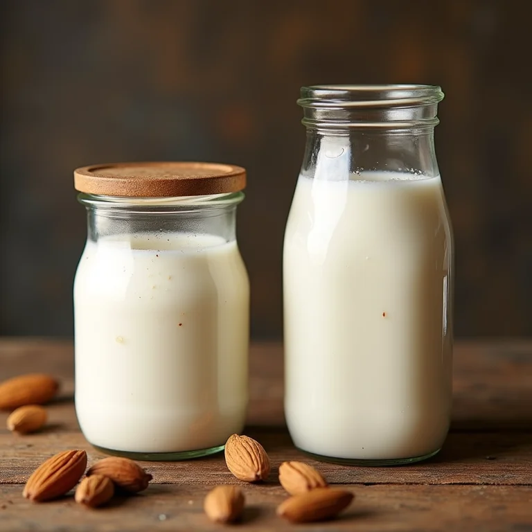 Comparativo entre manjar com leite de vaca e leite de amêndoas.