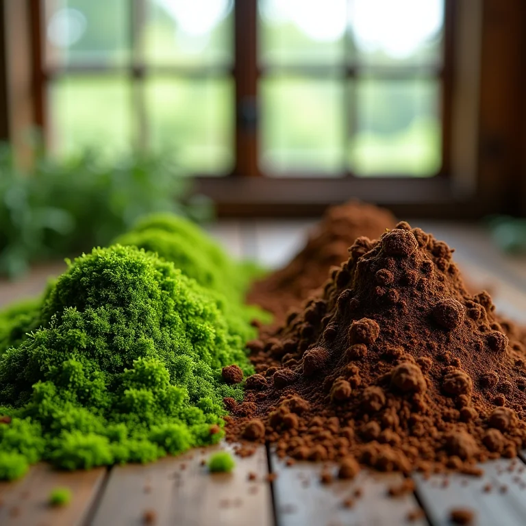 Comparativo visual entre turfa e húmus de minhoca.