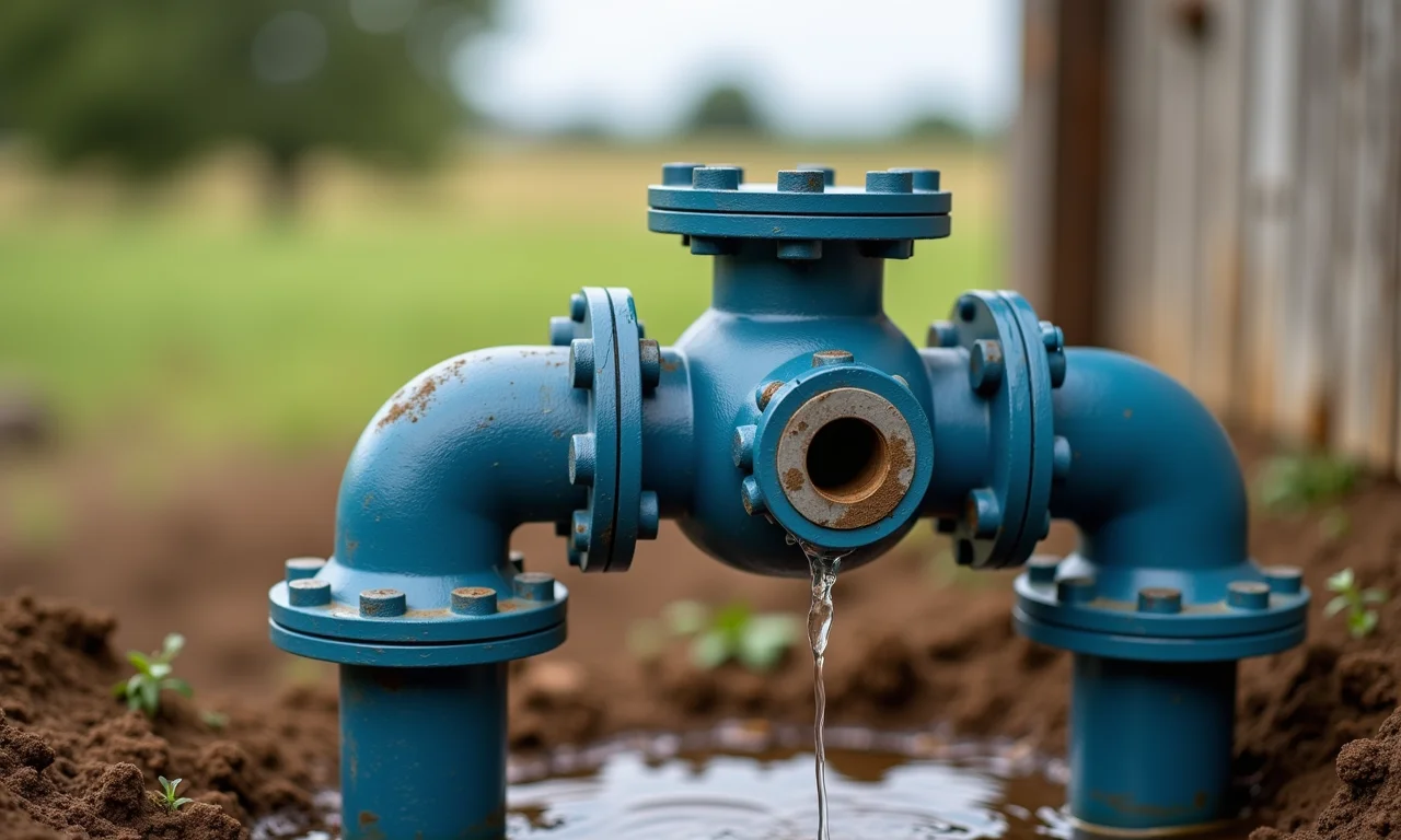 Componentes internos de um poço artesiano necessitando manutenção.