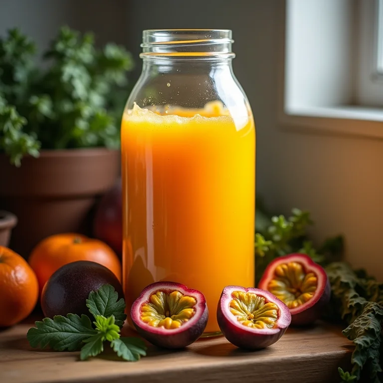 Conservando o suco de maracujá com couve