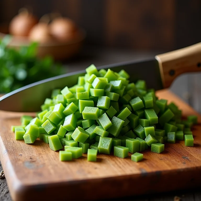 Couve manteiga fresca sendo picada