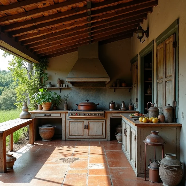 Cozinha externa com materiais inadequados e danificados