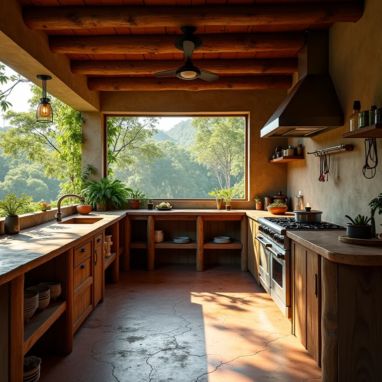 Cozinha externa com ventilação precária e ar abafado