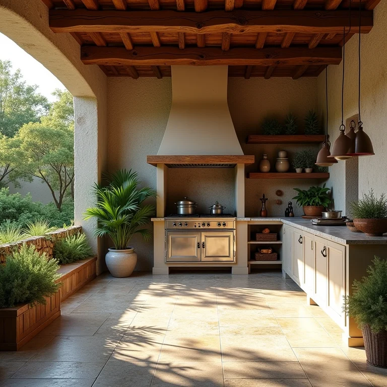 Cozinha externa sem integração com a natureza.