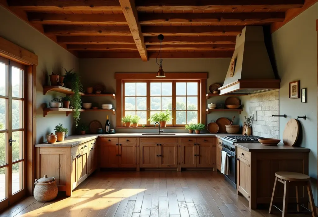 Cozinha rústica com madeira de demolição