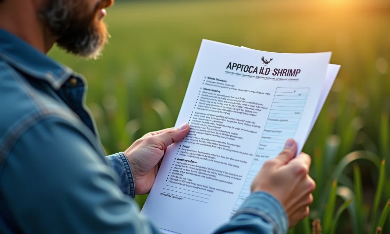 Criador analisando licença para criação de camarão.