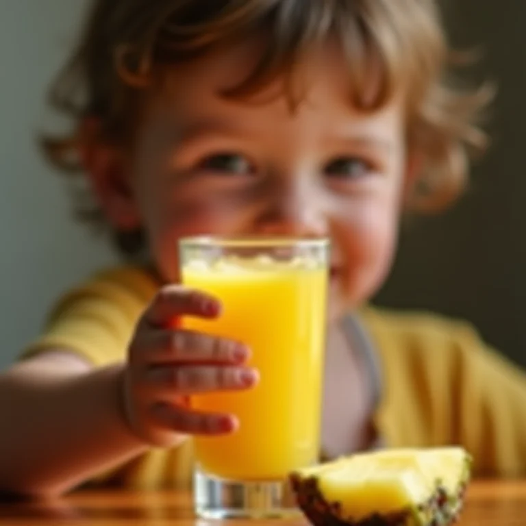 Criança bebendo suco de siriguela