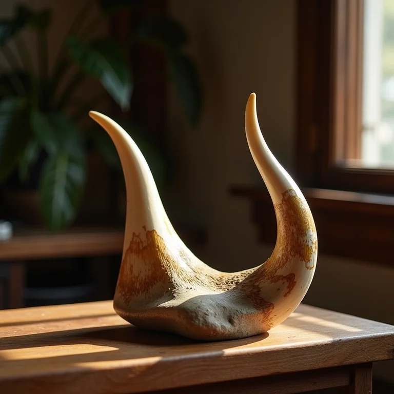 Detalhe de um chifre de boi como decoração rústica