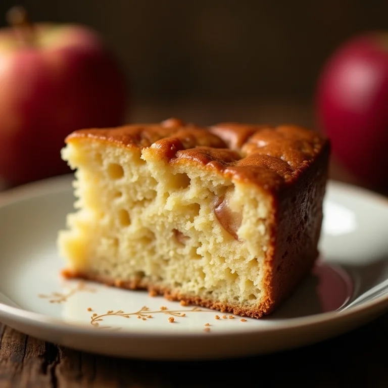 Detalhe do bolo de maçã que o torna especial.
