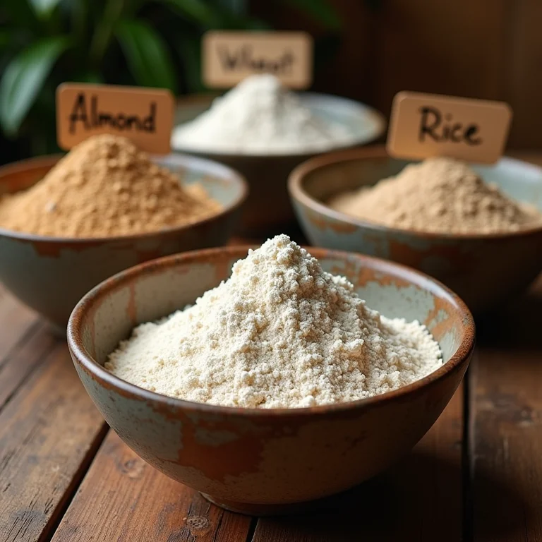 Diferentes tipos de farinha para bolo de laranja.