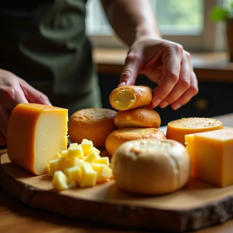 Diferentes tipos de queijo para usar no pão de queijo.