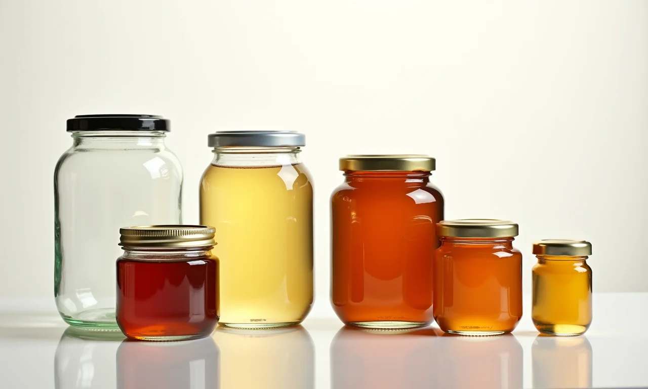 Diversos tipos de potes de vidro ideais para esterilização e conservas.
