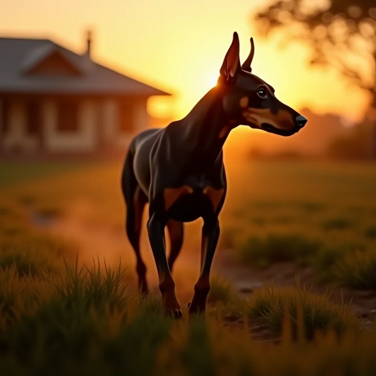 Doberman de guarda em sítio