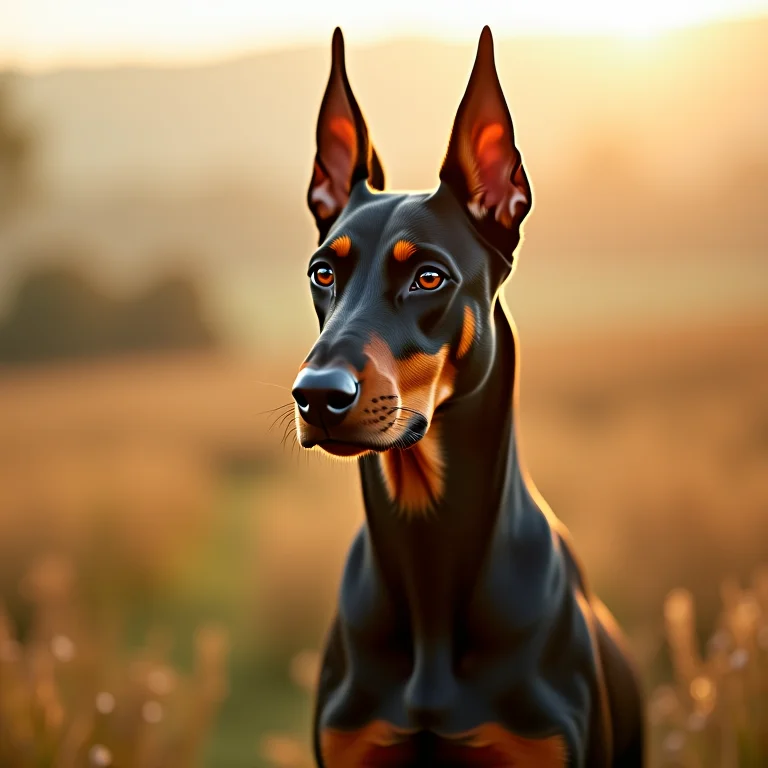 Doberman, um cão de guarda elegante e ágil.