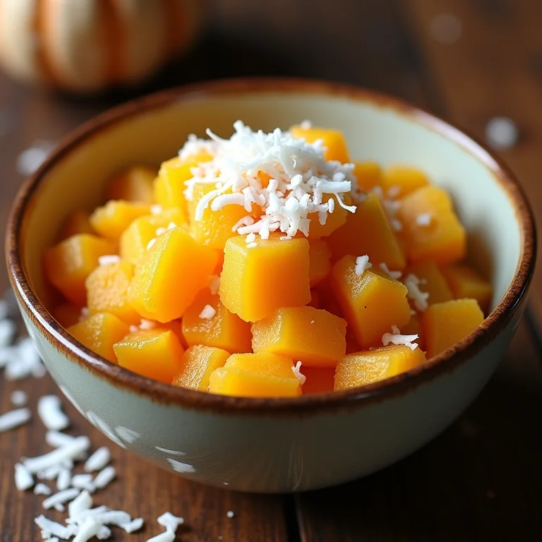 Doce de abóbora com coco em compota.