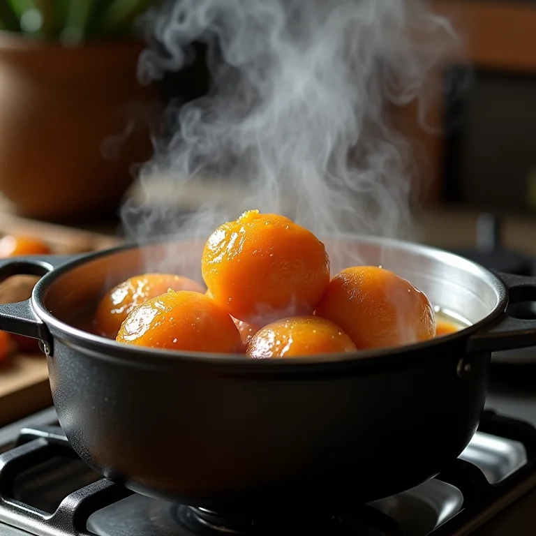 Doce de abóbora sendo preparado em panela de pressão.