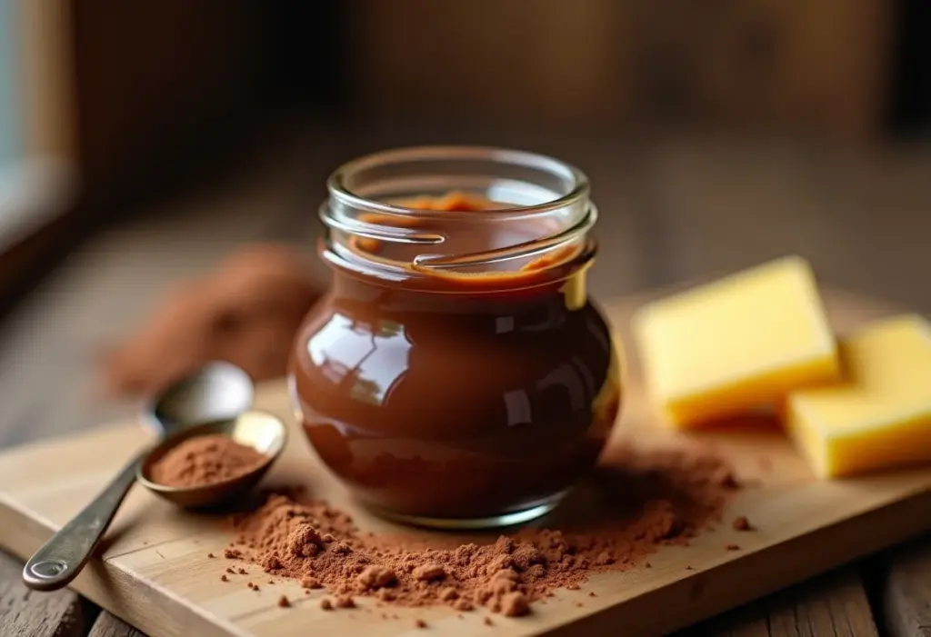 Doce de Leite com Chocolate caseiro em mesa rústica