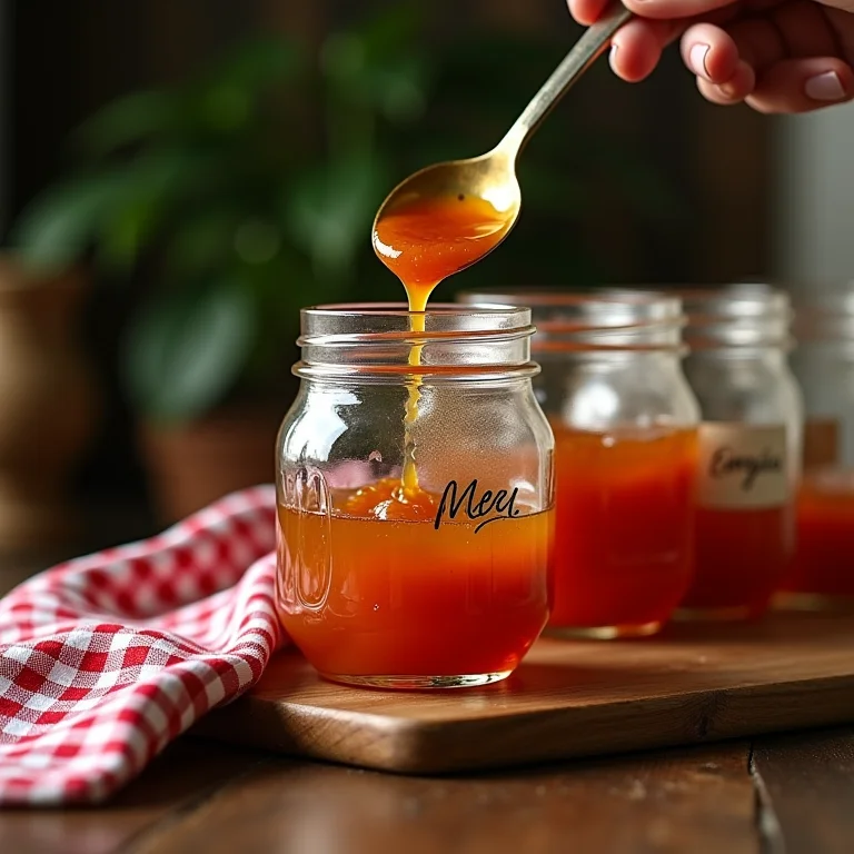 Doce de mangaba sendo armazenado em potes de vidro.