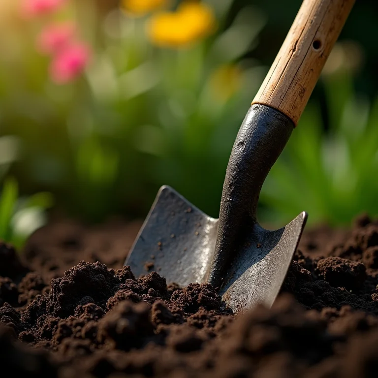 Enxada de ferro com cabo de demolição na terra