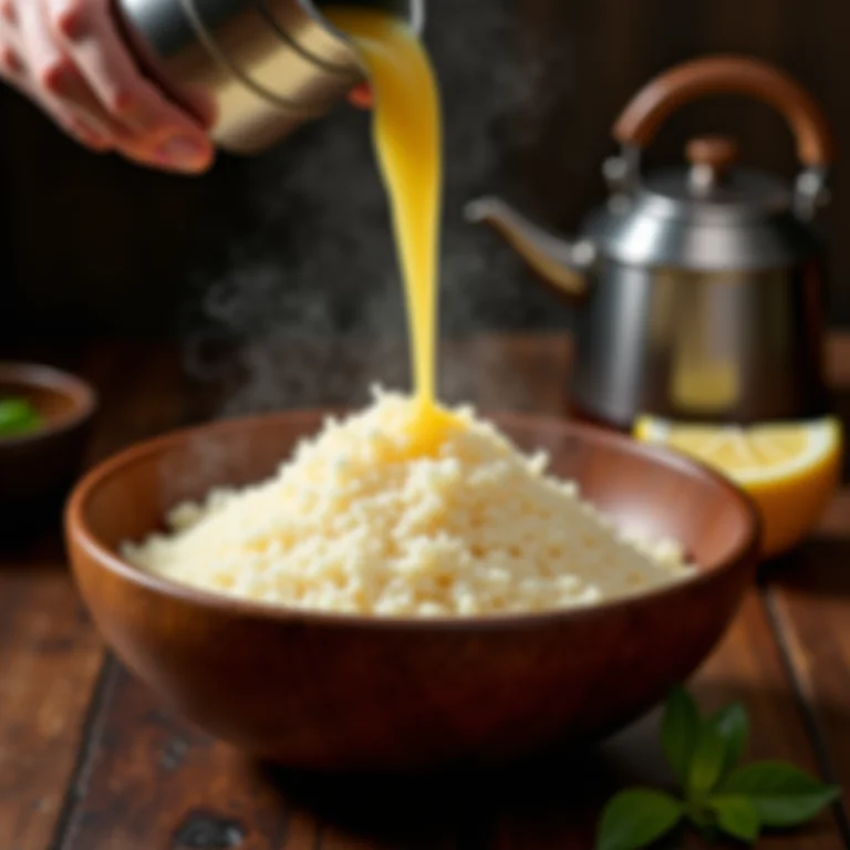 Escaldando o polvilho para o biscoito de queijo