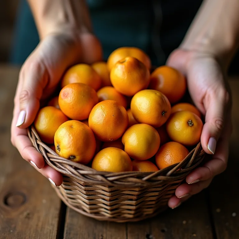 Escolhendo jilós frescos na roça