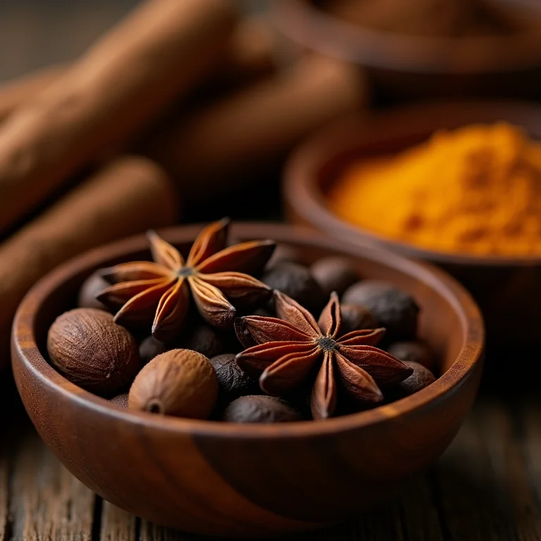 Especiarias aromáticas para vinho quente.