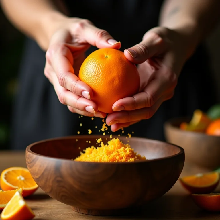 Espremendo laranjas frescas para o pudim