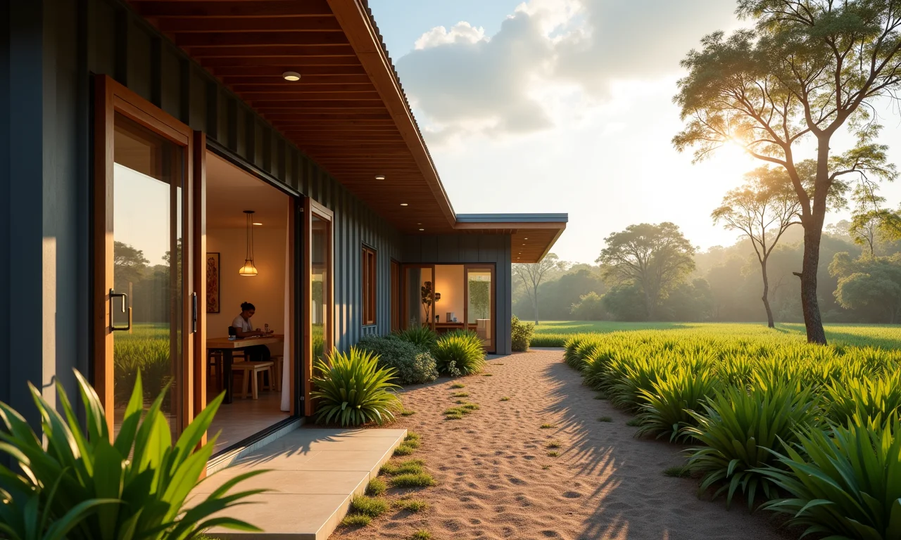 Exterior de uma empresa especializada na criação de bichos da seda e produção de casulos.