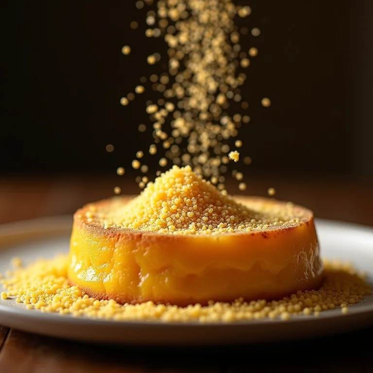 Farinha de milho sendo adicionada ao feijão tropeiro