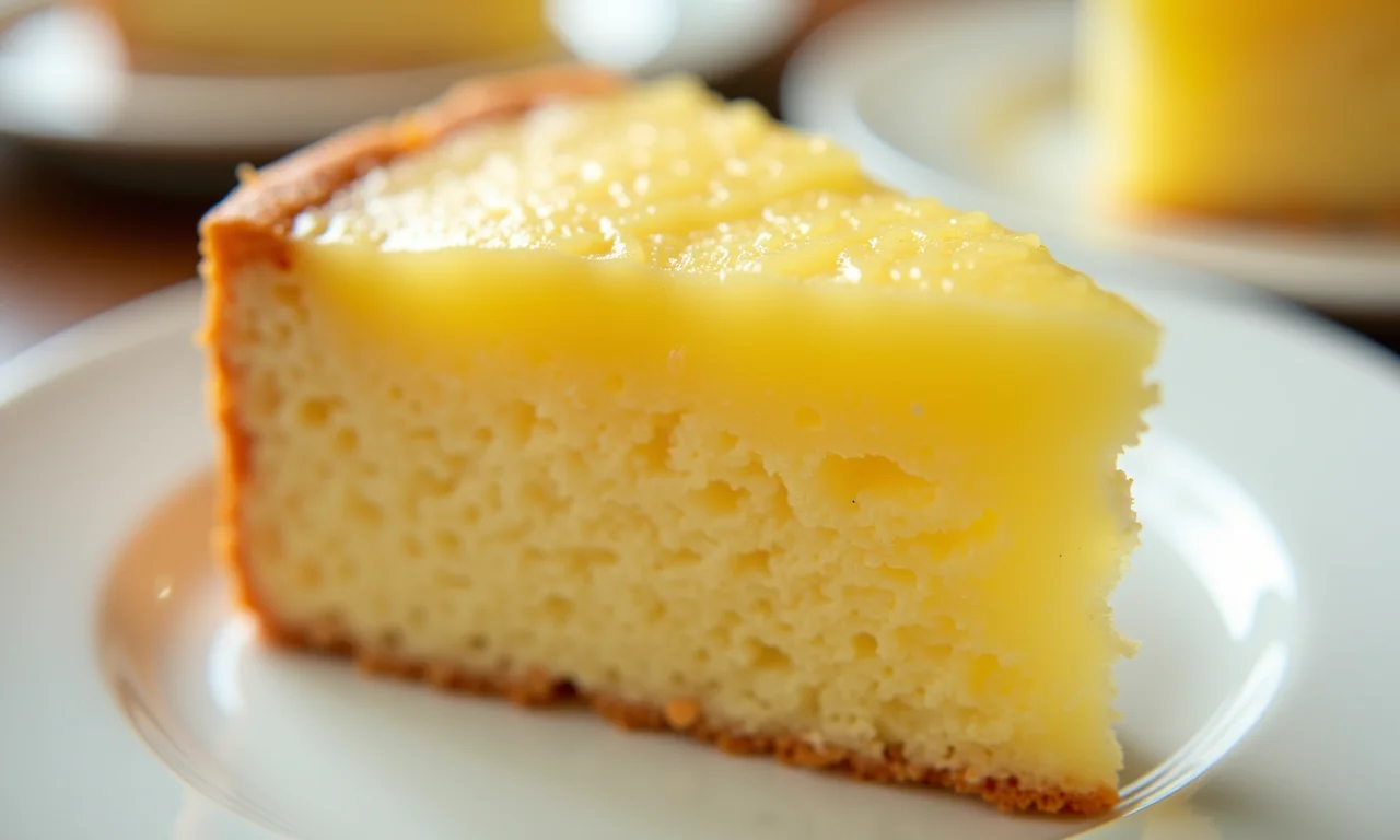 Fatia de bolo de casca de abacaxi congelado em pote.