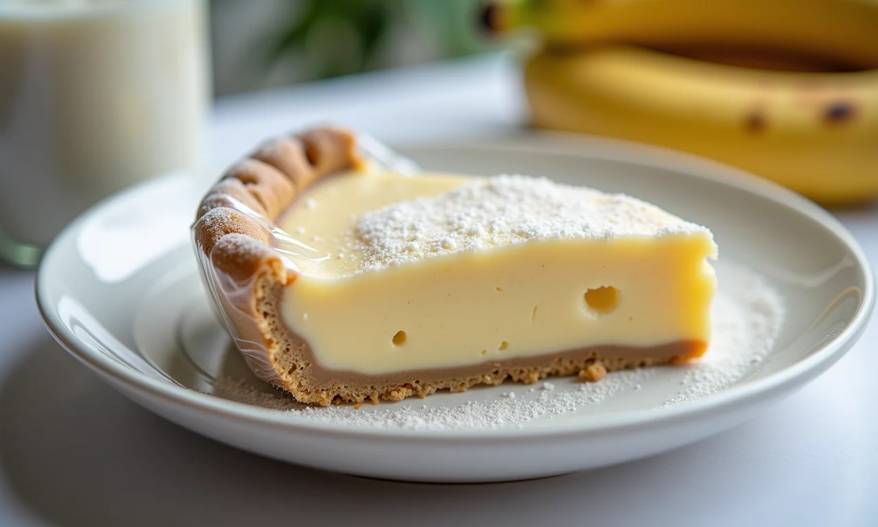 Fatia de torta de banana congelada.