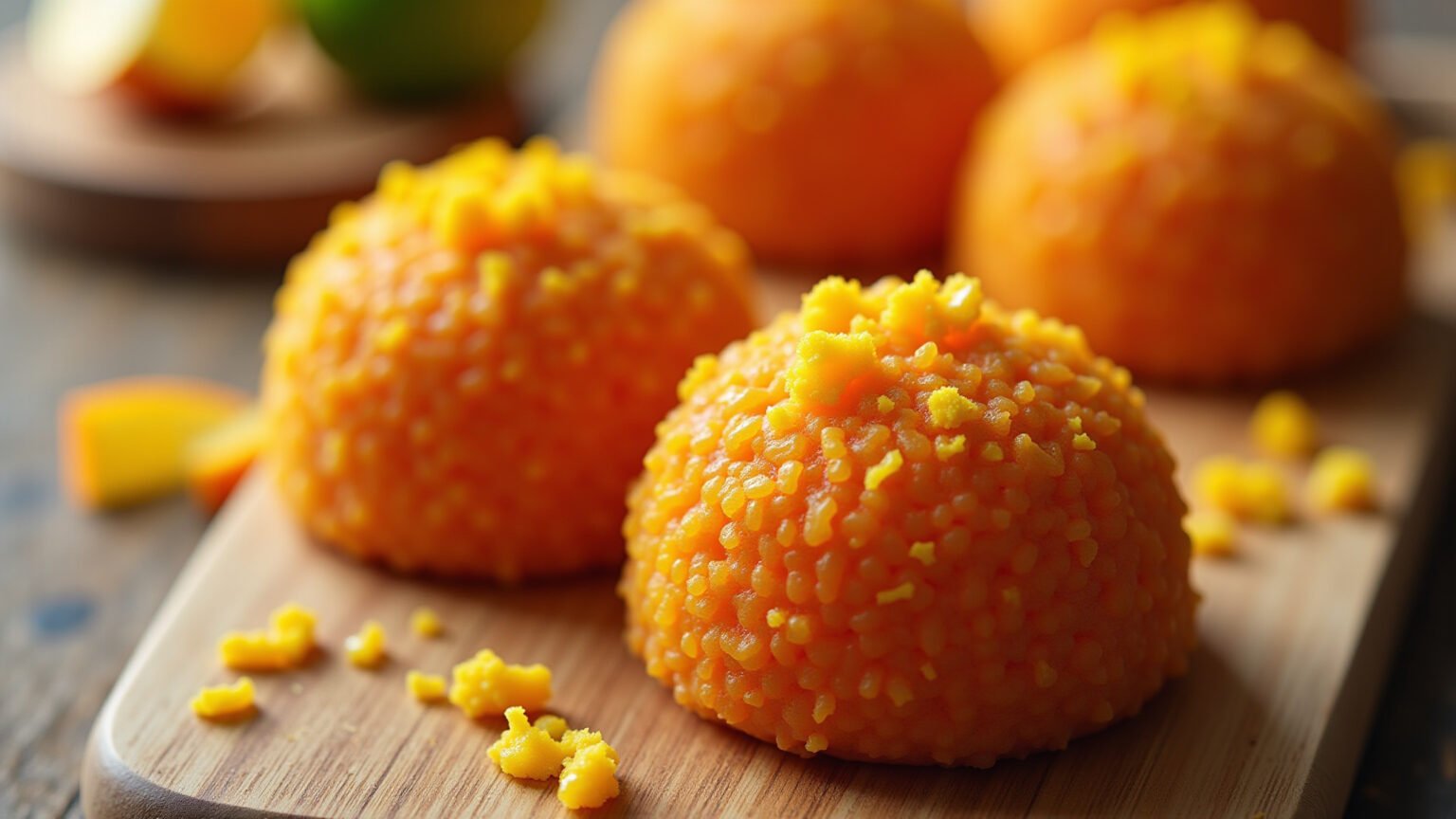 Brigadeiro de laranja com raspas de laranja.